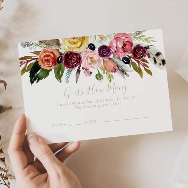 Gold Boho Floral Devine Combien De Carte De Jeu (Créateur téléchargé)