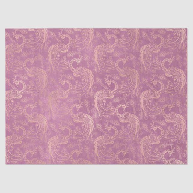 Gold-Boho-Friedenstruppen auf rosa Decoupage Seidenpapier (Vorderseite)