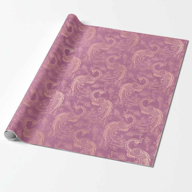Gold-Boho-Friedenstruppen in Pink Geschenkpapier (Ungerollt)