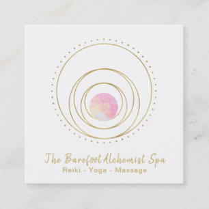 *~* Gold Boho Heilige Geometrie Luna Mondmond Rosa Quadratische Visitenkarte