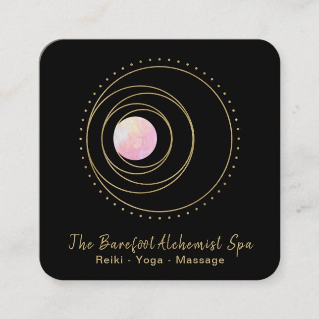 *~* Gold Boho Rosa Mond Heilige Geometrie Luna Lun Quadratische Visitenkarte (Vorderseite)