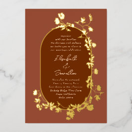 Gold Boho Terracotta Frame Wreath Blumenzehen Folieneinladung
