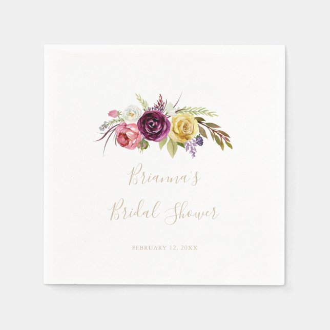 Gold Boho Tropical Floral Brautparty Napkins Serviette (Vorderseite)