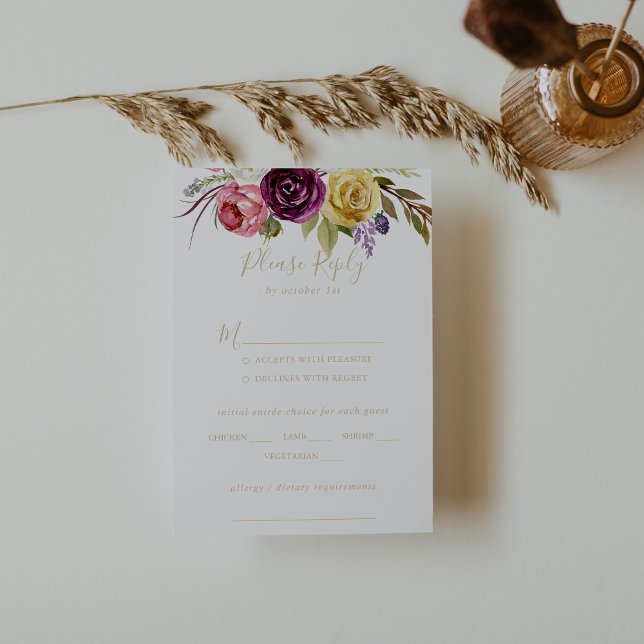 Gold Boho Tropical Floral Wedding Menü UAWG RSVP Karte (Von Creator hochgeladen)