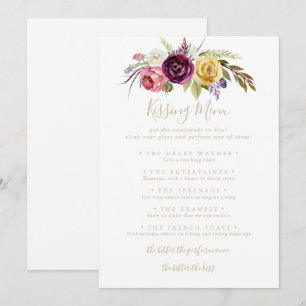 Gold Boho Tropical Mariage Kissing Menu Carte de j
