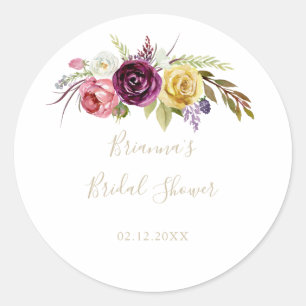 Gold Boho Tropisches Florales Brautparty-Geschenk Runder Aufkleber