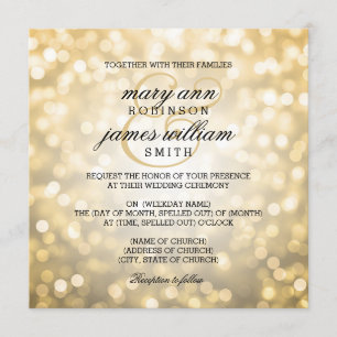 Gold Bokeh beleuchtet elegante Hochzeit Einladung