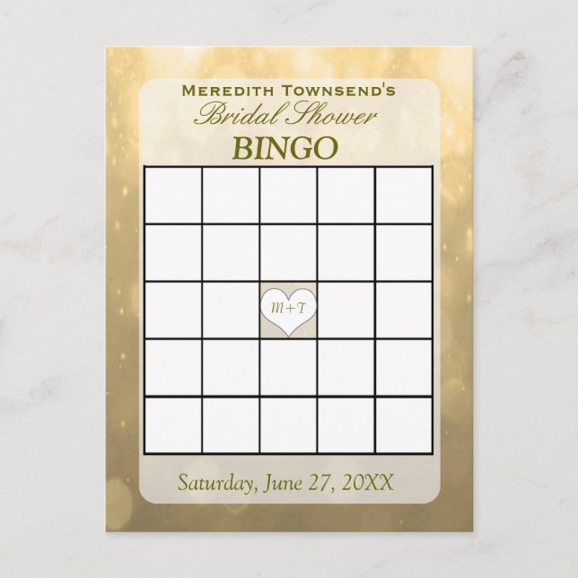 Gold Bokeh | Bingokarte Einladungspostkarte (Vorderseite)