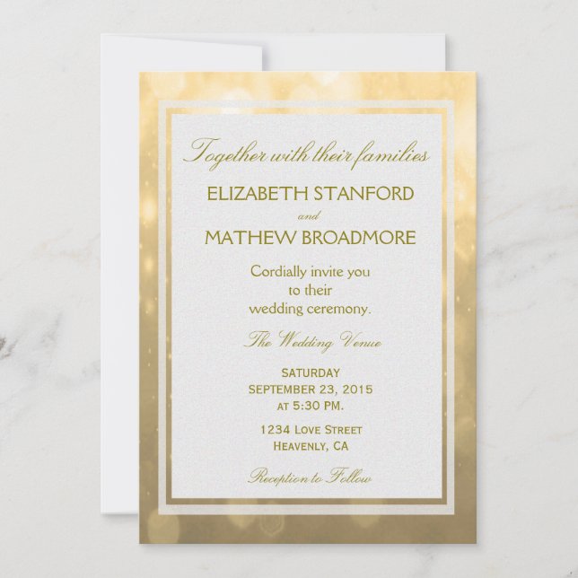 Gold Bokeh | Einladung zur Hochzeit (Vorderseite)
