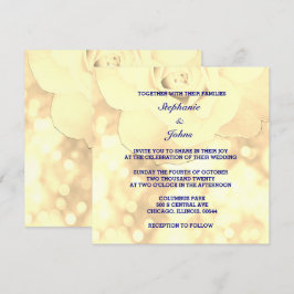 Gold Bokeh Ivory Sepia Floral Glitzer Wedding Einladung