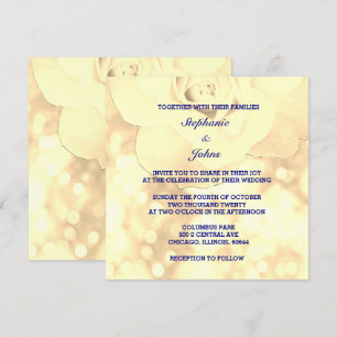 Gold Bokeh Ivory Sepia Floral Glitzer Wedding Einladung