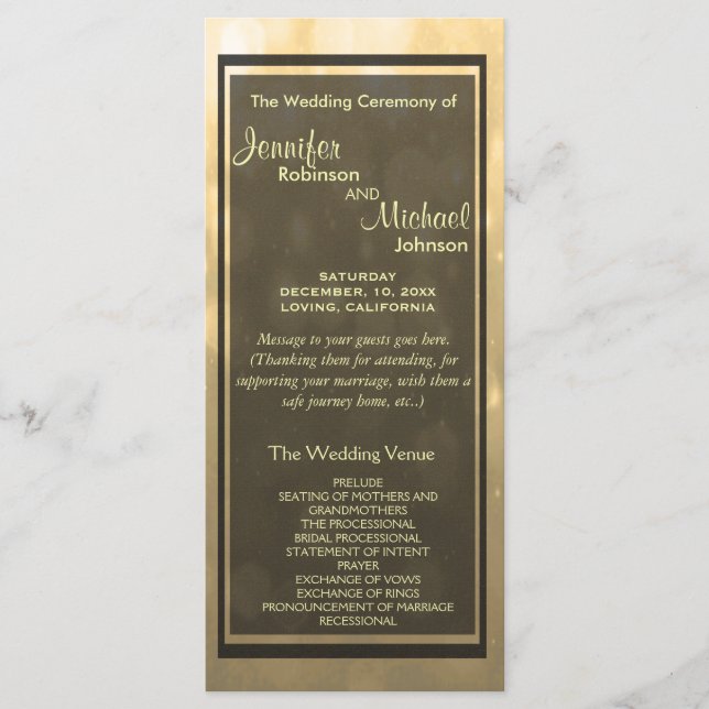 Gold Bokeh Lights Guest Program Programm (Vorderseite)