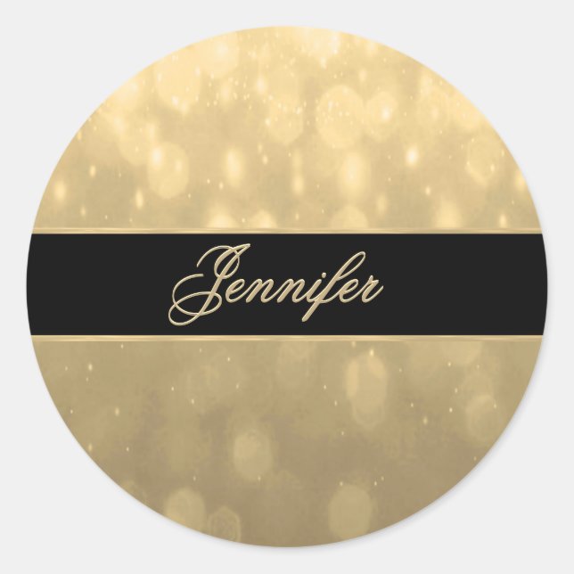 Gold Bokeh Lights Runder Aufkleber (Vorderseite)