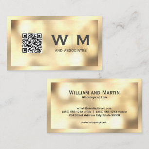 Gold Bokeh Monogram   QR CODE Visitenkarte