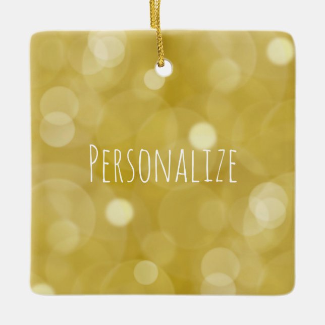 Gold Bokeh Personalisiert Keramikornament (Vorderseite)