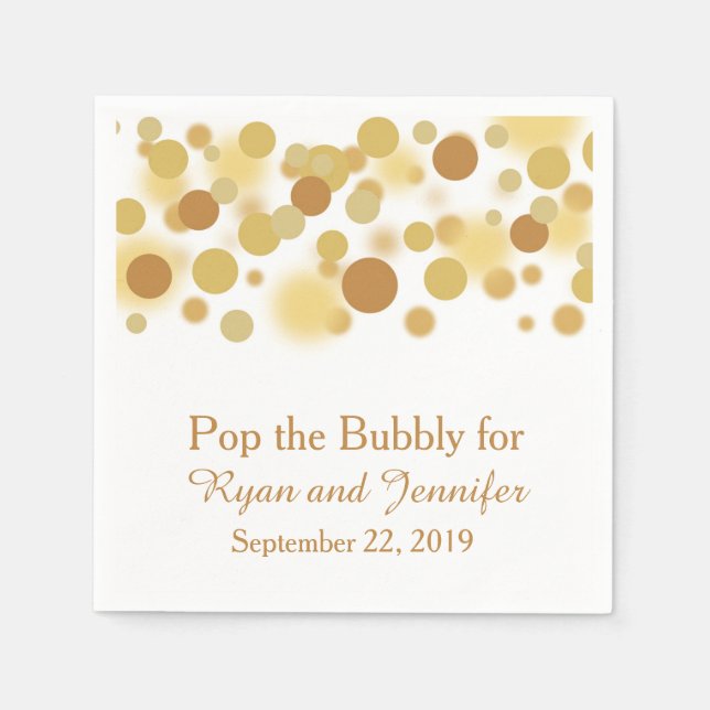 Gold Bokeh Personalisiert Wedding Napkins Serviette (Vorderseite)