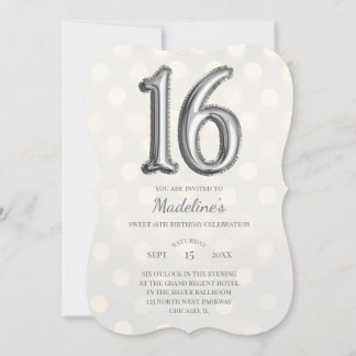 Gold Bokeh und Silver Foil Sweet 16. Geburtstag Einladung