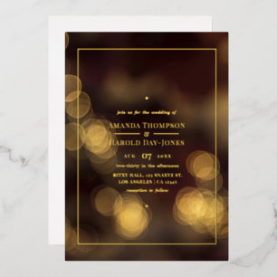 Gold Bokeh Wedding Foil Einladung