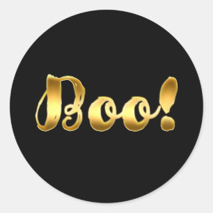 Gold BOO! Moderne Schrift Halloween Party Geschenk Runder Aufkleber