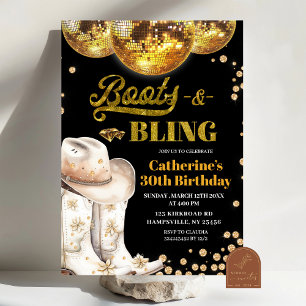 Gold Boots and Blings Adult Birthday Party Einladung