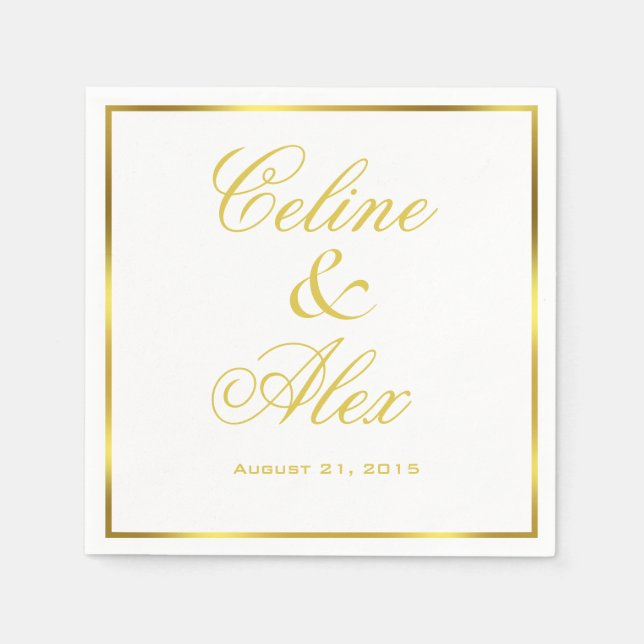 Gold Border Cocktail wählen Sie Ihre Hintergrundfa Serviette (Vorderseite)