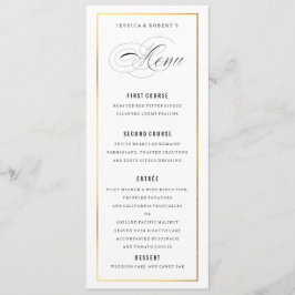Gold Border Elegante Wedding Menu Card Menükarte