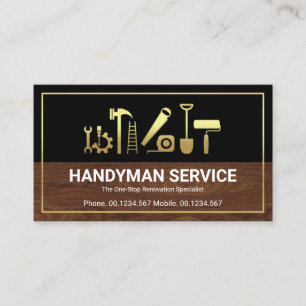 Gold Border Handyman Tools Timber Layer Builder Visitenkarte