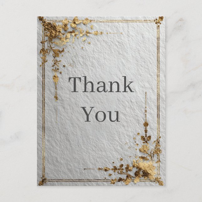 Gold Border Imitats Papier Textur Danke Karte (Vorderseite)