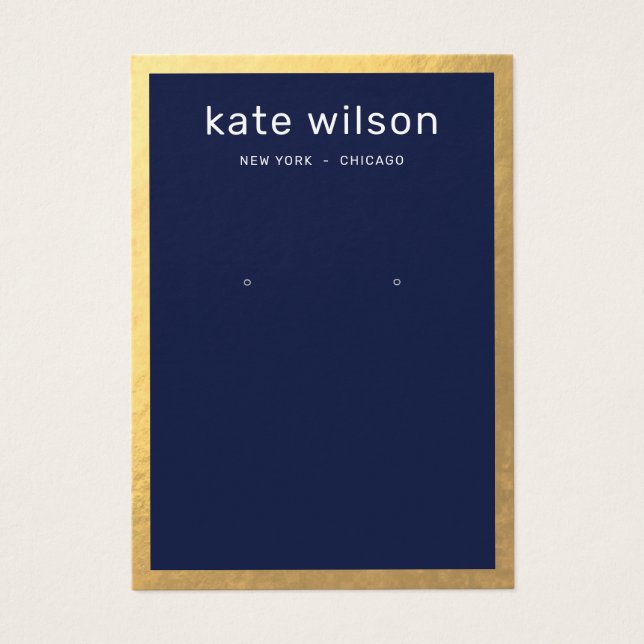 Gold Border Navy Blue Earring Display Card (Vorderseite)