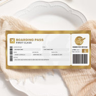 Gold Bordkarte Reise Reiseflugzeug Geschenk Ticket Einladung