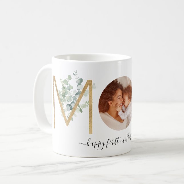 Gold Botanical Letters Foto Kaffeetasse (Vorderseite Links)