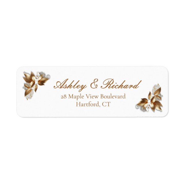 Gold Botanical Wedding Return Address Label (Vorne)