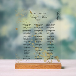 Gold Botanische Kunst Splash Leaf Hochzeitssitze Acrylschild