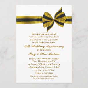 Gold Bow 50th Anniversary Party Invitations