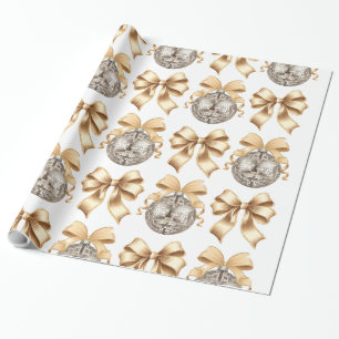 Gold Bow and Disco Ball Wrapping Paper Geschenkpapier