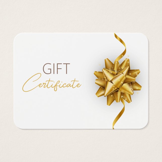 Gold Bow Classy Luminous Elegante White Gift Card (Vorderseite)