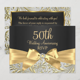 Gold Bow & Floral Swirl 50 Jahre UAWG Einladung