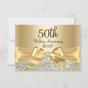 Gold Bow Floral Swirl 50 Jahre UAWG RSVP Karte