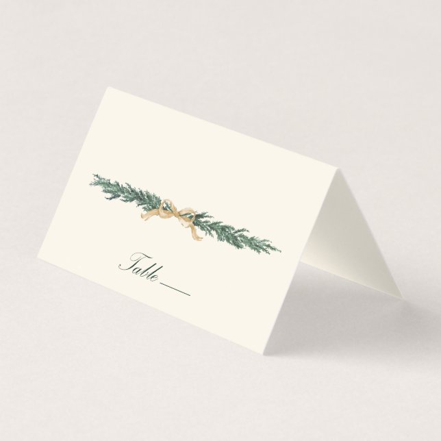 Gold Bow & Greenery Border Ivory Place Card (Vorderseite)