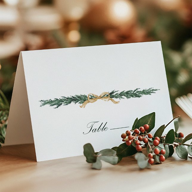 Gold Bow & Greenery Border Wedding Place Card (Von Creator hochgeladen)