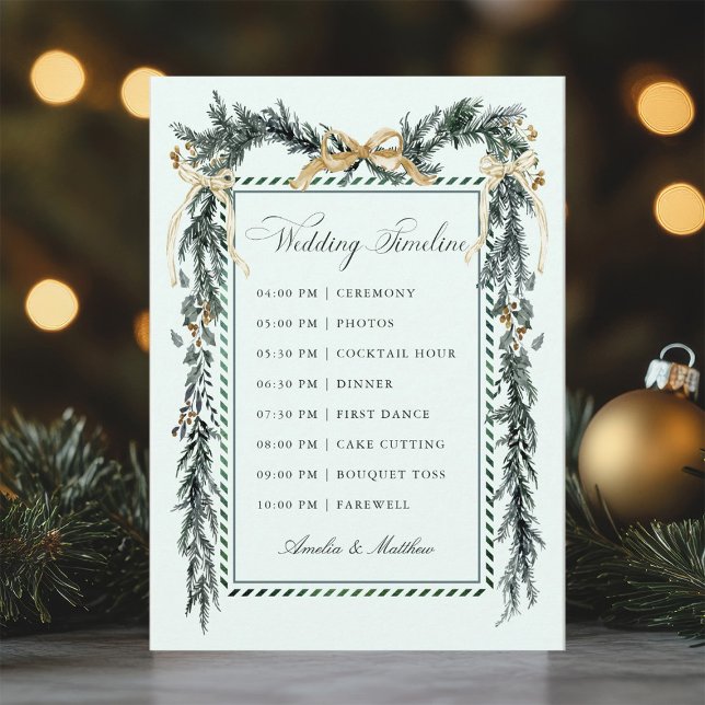 Gold Bow & Greenery Garland Wedding Timeline Mint Programm (Von Creator hochgeladen)