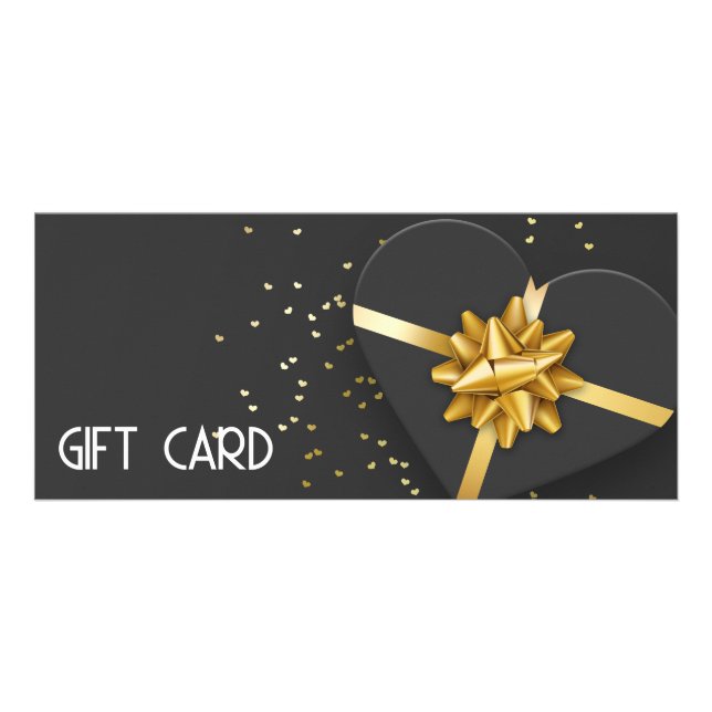 Gold Bow Lovely Black Heart Geschenkboxen Gift Car Werbekarte (Vorne)