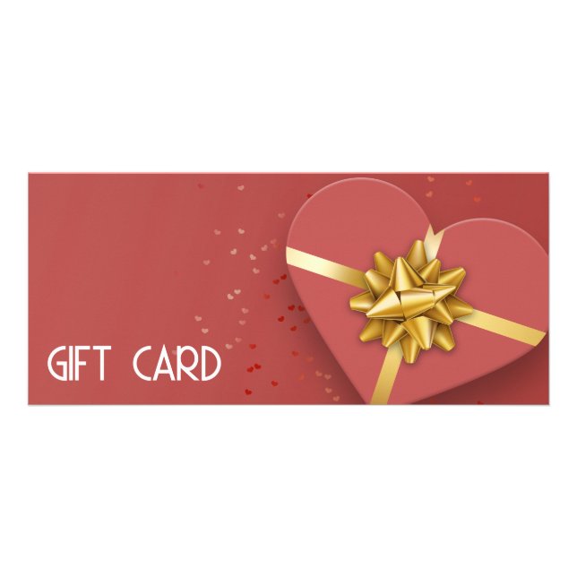 Gold Bow Lovely Red Heart boîte cadeau Carte cadea (Devant)