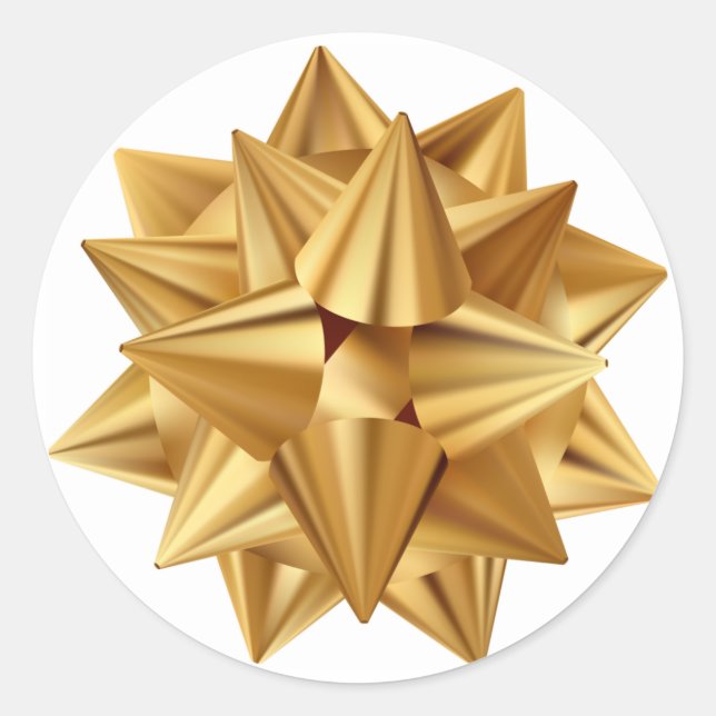 Gold Bow Weihnachtsfeiertag Runder Aufkleber (Vorderseite)