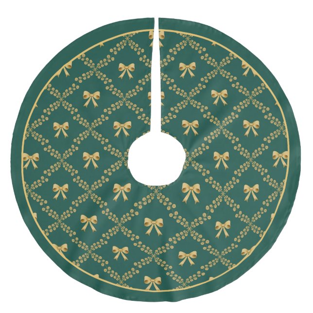 Gold Bows Decorative Tree Skirt Polyester Weihnachtsbaumdecke (Vorderseite)