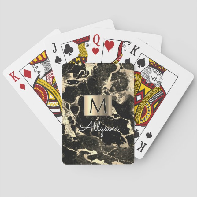 Gold Box, Name & Monogram Vs5 Spielkarten (Rückseite)