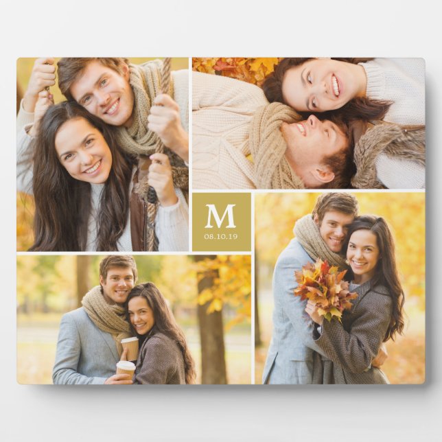 Gold Box Zeitlose Monogram Wedding Foto Easel Fotoplatte (Vorderseite)