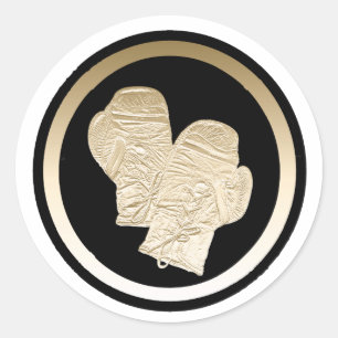 GOLD BOXING GLOVES RUNDER AUFKLEBER