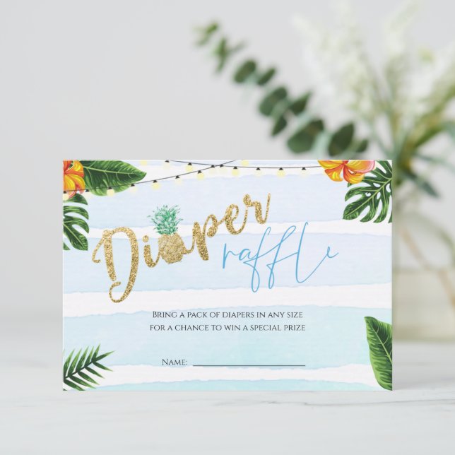 Gold Boy Aloha Babydusche Windelwaschkarte Einladung (Stehend Vorderseite)