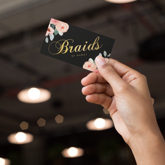 Gold Braids Script Calligraphy Visitenkarte (Von Creator hochgeladen)